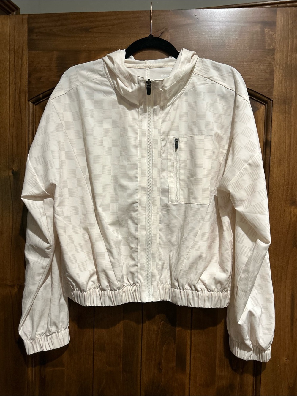 Hurley Cream Checker Zip-Front Bomber Jacket